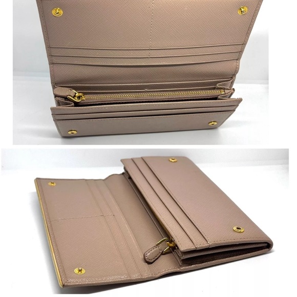 Prada Saffiano Metal Leather Wallet Crossbody Very Good Condition